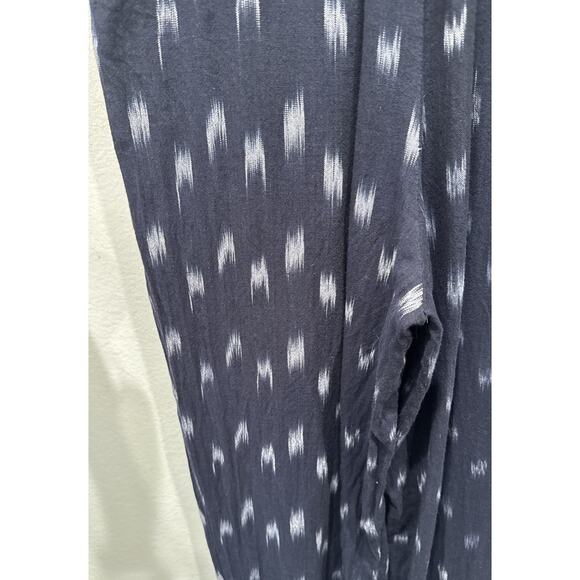 Elevenses Blue Ikat Print Zip Front Jumpsuit Women’s Size 8 Anthropologie Boho - Picture 7 of 10